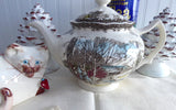 Johnson Brothers Friendly Village Teapot English 1950s Transferware Large - Antiques And Teacups - 1