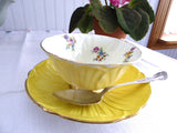 Shelley Primrose Yellow Dresden Footed Oleander Teacup Burnished Gold Afternoon Tea - Antiques And Teacups - 1
