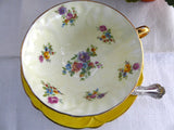 Shelley Primrose Yellow Dresden Footed Oleander Teacup Burnished Gold Afternoon Tea - Antiques And Teacups - 3