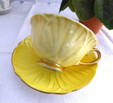 Shelley Primrose Yellow Dresden Footed Oleander Teacup Burnished Gold Afternoon Tea - Antiques And Teacups - 4