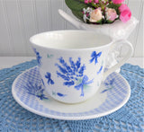 Lavender Garden Breakfast Size Cup And Saucer Roy Kirkham Lavender Gingham