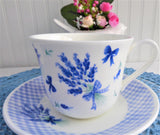 Lavender Garden Breakfast Size Cup And Saucer Roy Kirkham Lavender Gingham