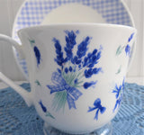 Lavender Garden Breakfast Size Cup And Saucer Roy Kirkham Lavender Gingham