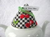 Padded Lid Knob Holder Teapot Lid Holder Cherries Black And White Hand Made